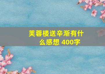 芙蓉楼送辛渐有什么感想 400字